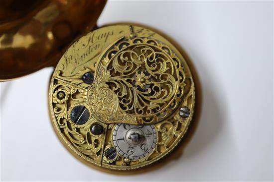 An 18th century gilt repousse pair cased verge pocket watch by John Hays, London,